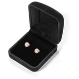 14K Solid Rose Gold | Round Cut Cubic Zirconia Stud Earrings | .92 CTW Bezel Set | Screw Back Posts