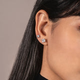 14K Solid White Gold Stud Earrings | Princess Cut Cubic Zirconia | Screw Back Posts | 2.0 CTW