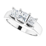 0.97 CTW Princess Cut Cubic Zirconia | Sterling Silver Three-Stone Ring Anniversary Band | Size 6