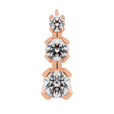 14K Solid Rose Gold Earrings | Round Cut Leverback 3-Stone "Trilogy" Cubic Zirconia | Basket Setting | 1.90 CTW