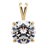 14K Solid Yellow Gold Pendant Only | Round Cut Cubic Zirconia Solitaire | 2.0 Carat