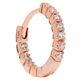 14K Solid Rose Gold Round Cut Huggie Hoop Cubic Zirconia Earrings 12mm (.20 CTW), With Gift Box