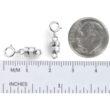 Sterling Silver Round Magnetic Clasp Converter for Necklace or Bracelet with Spring Ring, 1 Clasp