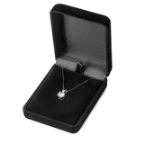 14K Solid White Gold Pendant Necklace | Round Cut Cubic Zirconia Solitaire | 1.0 Carat | 16 Inch .60mm Box Link Chain