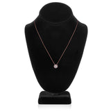 14K Solid Rose Gold Pendant Necklace | Round "Halo" Cubic Zirconia Solitaire | 1.0 CT center, 1.24 CTW | 18 Inch .60mm Box Link Chain