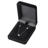 14K Solid White Gold Cubic Zirconia Station Necklace | 18 Inch Length Cable Rolo Chain