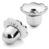 Pair Earring Back Replacements | 14K Solid White Gold | Threaded Safety Back for Baby Toddler Earrings | Post Size .028" | 1 Pair