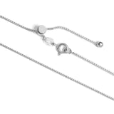 Sterling Silver Box Link Chain Necklace | Adjustable 22 Inch Length | .75 mm Thick