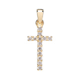 14K Solid Yellow Gold Cross | Pave Round Cut Cubic Zirconia .30 CTW | 15mm Long | Pendant Only | With Gift Box