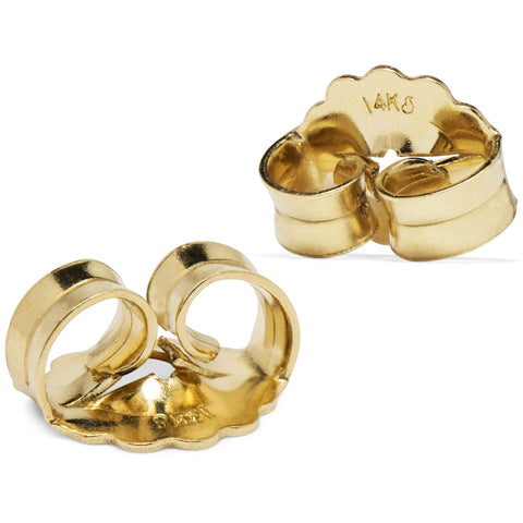Two Earring Back Replacements |14K Solid Yellow Gold | Threaded Push  on-Screw off |Quality Die Struck | Post Size .0375 | 2 Backs