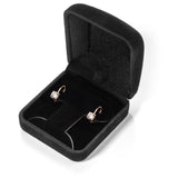 14K Solid Rose Gold Earrings | Round Cut Cubic Zirconia | Leverback Drop Dangle Basket Setting | .92 CTW