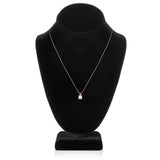 14K Solid Rose Gold Pendant Necklace | Princess Cut Cubic Zirconia Solitaire | 1 Carat | 18 Inch Box Link Chain