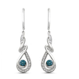 Jewelili Sterling Silver 1/6 Cttw Natural White Round Diamonds Dangle Earring