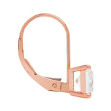 14K Solid Rose Gold Earrings | Princess Cut Cubic Zirconia | Leverback Drop Dangle Basket Setting | 2.0 CTW