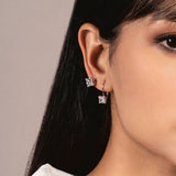 14K Solid White Gold Earrings | Princess Cut Cubic Zirconia | Leverback Drop Dangle Basket Setting | 2.0 CTW