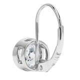 14K Solid White Gold Earrings | Round Cut Bezel Set Cubic Zirconia | Leverback Drop Dangle Setting | 2.0 CTW