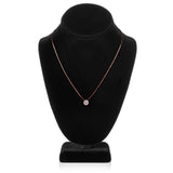 14K Solid Rose Gold Pendant Necklace | Bezel Set Round Cut Cubic Zirconia Solitaire | 1.5 Carat | 18 Inch 1.0mm Box Link Chain