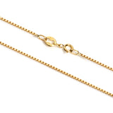 14K Solid Yellow Gold Necklace | Box Link Chain | 16 Inch Length | 1.0mm Thick