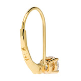 14K Solid Yellow Gold Earrings | Round Cut Cubic Zirconia | Leverback Drop Dangle Basket Setting | .50 CTW