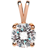 14K Solid Rose Gold Pendant Only | Round Cut Cubic Zirconia Solitaire | 1.0 Carat
