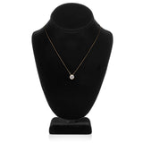 14K Solid Yellow Gold Pendant Necklace | Bezel Set Round Cut Cubic Zirconia Solitaire | 1.5 Carat | 16 Inch .60mm Box Link Chain