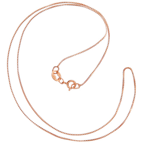 14K Solid Rose Gold Necklace | Box Link Chain | 14 Inch Length | .60mm Thick