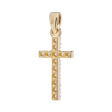 14K Solid Yellow Gold Cross | Pave Round Cut Cubic Zirconia .30 CTW | 15mm Long | Pendant Only | With Gift Box