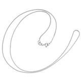 14K Solid White Gold Necklace | Box Link Chain | 18 Inch Length | 1.0mm Thick