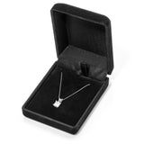 14K Solid White Gold Pendant Necklace | Princess Cut Cubic Zirconia Solitaire | 1 Carat | 16 Inch Box Link Chain
