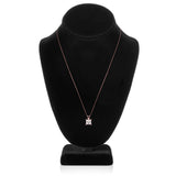 14K Solid Rose Gold Pendant Necklace | Princess Cut Cubic Zirconia Solitaire | 2 Carat | 18 Inch .60mm Box Link Chain