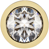 14K Solid Yellow Gold | Round Cut Cubic Zirconia Stud Earrings | .92 CTW Bezel Set | Screw Back Posts