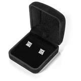 14K Solid White Gold Stud Earrings | Princess Cut Cubic Zirconia | Screw Back Posts | 3.0 CTW