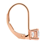 14K Solid Rose Gold Earrings | Round Cut Cubic Zirconia | Leverback Drop Dangle Basket Setting | .92 CTW