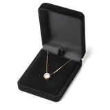 14K Solid Yellow Gold Pendant Necklace | Bezel Set Round Cut Cubic Zirconia Solitaire | 1.5 Carat | 18 Inch 1.0mm Box Link Chain