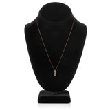 14K Solid Rose Gold Pendant Necklace | Round Cut Cubic Zirconia 3-Stone "Trilogy" | .22 CTW, Diamond Equivalent | 18 Inch Box Link Chain