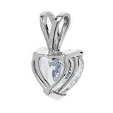 14K Solid White Gold Pendant Only | Heart Cut Cubic Zirconia Solitaire | 2.0 Carat
