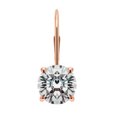 14K Solid Rose Gold Earrings | Round Cut Cubic Zirconia | Leverback Drop Dangle Basket Setting | 1.68 CTW