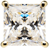 14K Solid Yellow Gold Stud Earrings | Princess Cut Cubic Zirconia | Screw Back Posts | 4.0 CTW