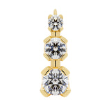 14K Solid Yellow Gold Earrings | Round Cut Leverback 3-Stone "Trilogy" Cubic Zirconia | Basket Setting | 1.90 CTW