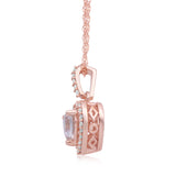 10K Rose Gold 5MM Heart Cut Morganite and 1/10 Cttw Natural White Round Diamond Heart Pendant Necklace4