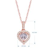 10K Rose Gold 5MM Heart Cut Morganite and 1/10 Cttw Natural White Round Diamond Heart Pendant Necklace1