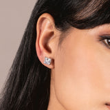 14K Solid White Gold Stud Earrings | Princess Cut Cubic Zirconia | Screw Back Posts | 4.0 CTW