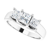 0.97 CTW Princess Cut Cubic Zirconia | Sterling Silver Three-Stone Ring Anniversary Band | Size 7