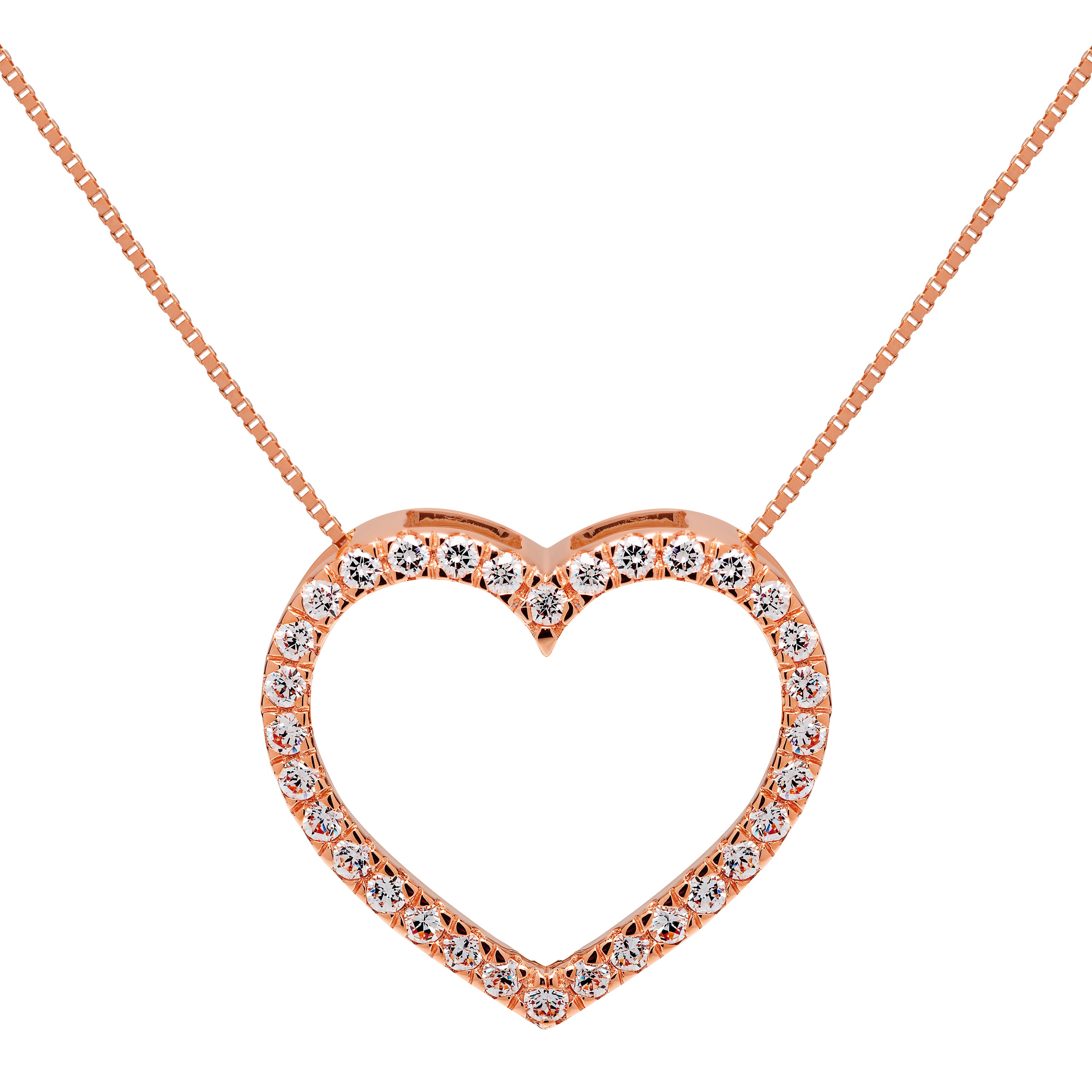 ネックレス・ペンダント STONEHENgE 14K heart cubic necklace 14K Solid Gold Cubic Zirconia Heart Pendants with Box Link