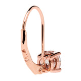 14K Solid Rose Gold Earrings | Round Cut Cubic Zirconia | Leverback Drop Dangle Basket Setting | .92 CTW