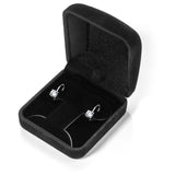 14K Solid White Gold Earrings | Round Cut Cubic Zirconia | Leverback Drop Dangle Basket Setting | .92 CTW