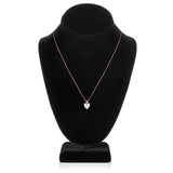 14K Solid Rose Gold Pendant Necklace | Heart Cut Cubic Zirconia Solitaire | 2 Carat | 18 Inch .60mm Box Link Chain