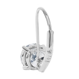 14K Solid White Gold Earrings | Round Cut Cubic Zirconia | Leverback Drop Dangle Basket Setting | 1.68 CTW
