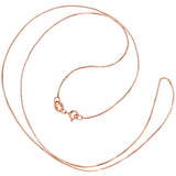 14K Solid Rose Gold Necklace | Box Link Chain | 18 Inch Length | .60mm Thick