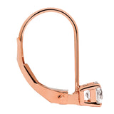 14K Solid Rose Gold Earrings | Round Cut Cubic Zirconia | Leverback Drop Dangle Basket Setting | .50 CTW